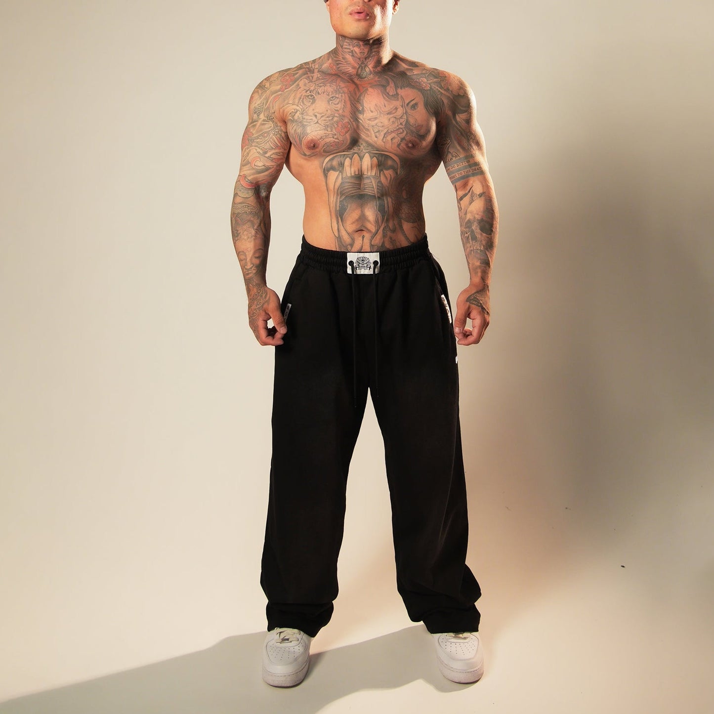 Heavyweight Wide Leg Sweats (Sun Faded Black)
