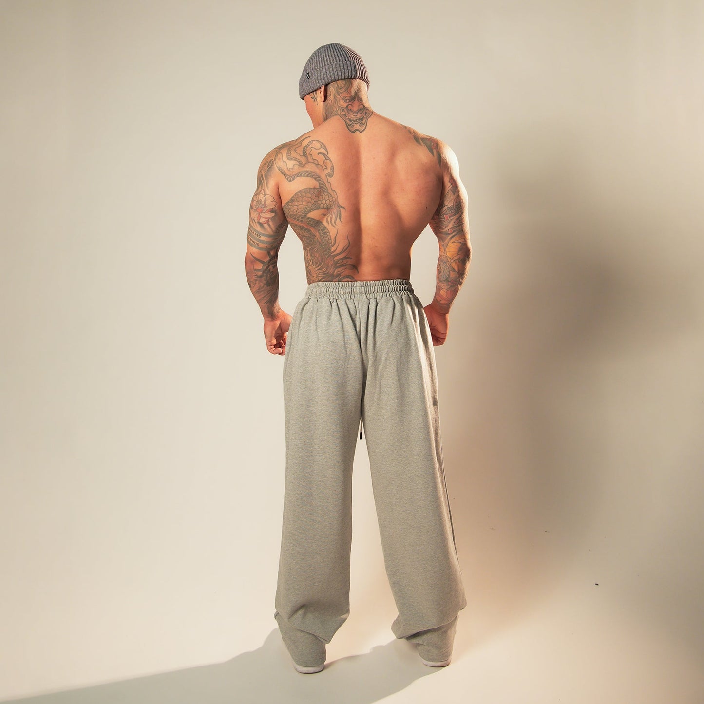 Heavyweight Wide Leg Sweats (Heather Grey)